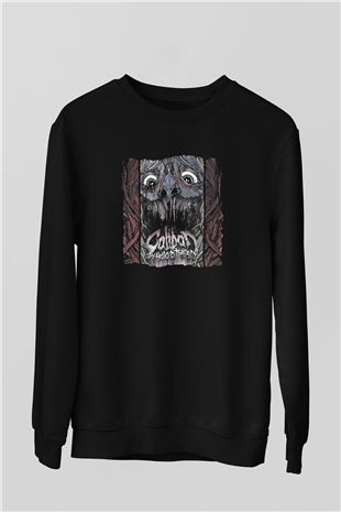 Caliban Baskılı Unisex Siyah Sweatshirt
