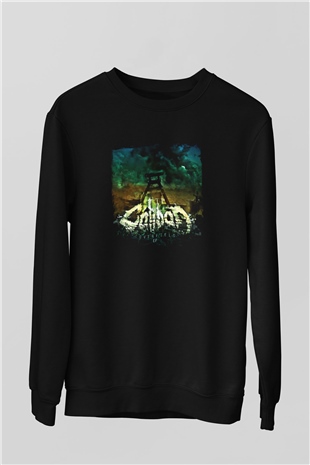 Caliban Baskılı Unisex Siyah Sweatshirt