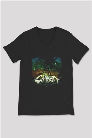 Caliban Baskılı Unisex Siyah V Yaka Tişört