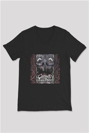 Caliban Baskılı Unisex Siyah V Yaka Tişört