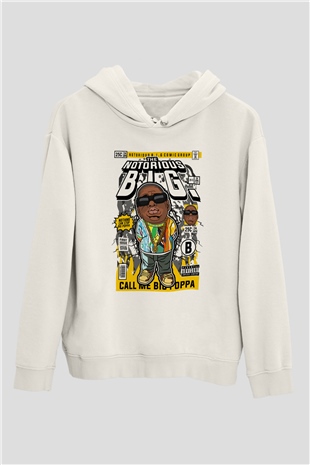 Call Me B.I.G Baskılı Unisex Beyaz Hoodie