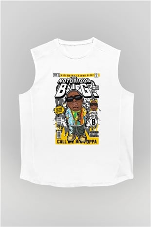 Call Me B.I.G Baskılı Unisex Beyaz Kolsuz Tişört