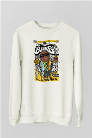 Call Me B.I.G Baskılı Unisex Beyaz Sweatshirt