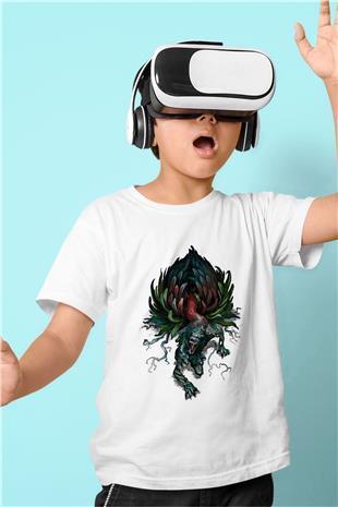 Call Of Ctulhu Baskılı Beyaz Unisex Beyaz Çocuk Tişört - Tshirt