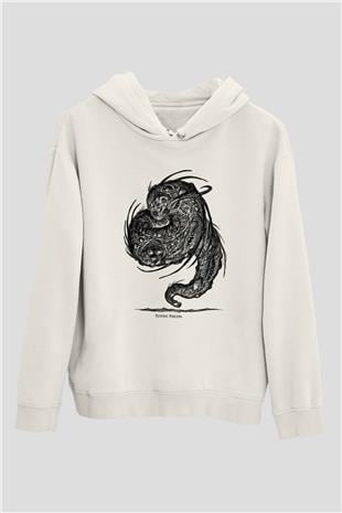 Call Of Ctulhu Baskılı Beyaz Unisex Kapüşonlu Sweatshirt