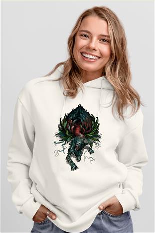 Call Of Ctulhu Baskılı Beyaz Unisex Kapüşonlu Sweatshirt