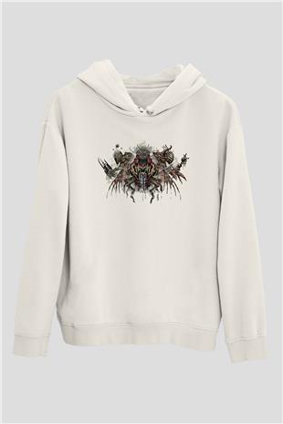 Call Of Ctulhu Baskılı Beyaz Unisex Kapüşonlu Sweatshirt