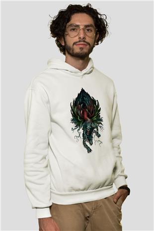 Call Of Ctulhu Baskılı Beyaz Unisex Kapüşonlu Sweatshirt