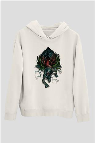 Call Of Ctulhu Baskılı Beyaz Unisex Kapüşonlu Sweatshirt