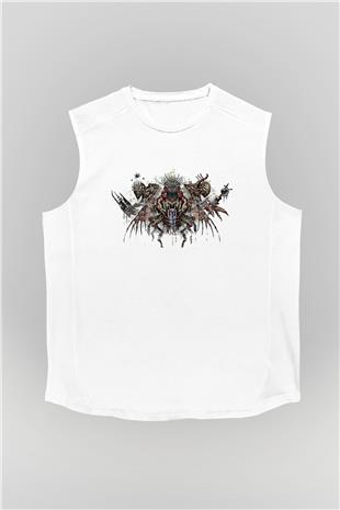 Call Of Ctulhu Baskılı Beyaz Unisex Kolsuz Tişört - Tshirt