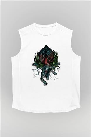Call Of Ctulhu Baskılı Beyaz Unisex Kolsuz Tişört - Tshirt