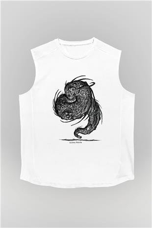 Call Of Ctulhu Baskılı Beyaz Unisex Kolsuz Tişört - Tshirt
