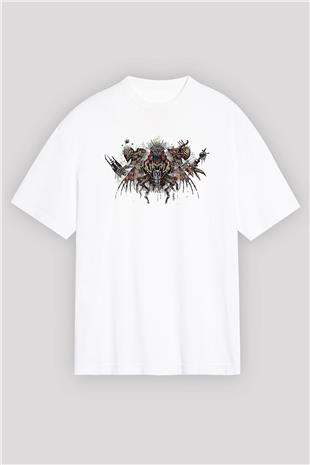 Call Of Ctulhu Baskılı Beyaz Unisex Oversize Tişört - Tshirt