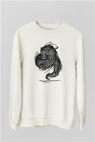Call Of Ctulhu Baskılı Beyaz Unisex Sweatshirt