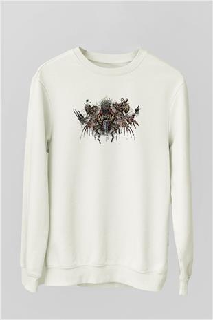 Call Of Ctulhu Baskılı Beyaz Unisex Sweatshirt