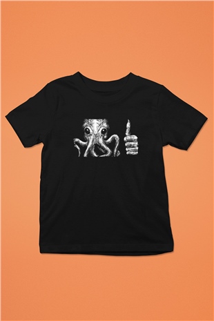 Call Of Ctulhu Baskılı Unisex Siyah Çocuk Tişört - Tshirt