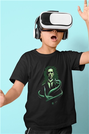 Call Of Ctulhu Baskılı Unisex Siyah Çocuk Tişört - Tshirt