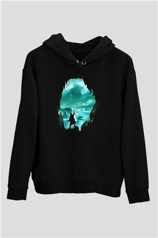 Call Of Ctulhu Baskılı Unisex Siyah Kapüşonlu Sweatshirt