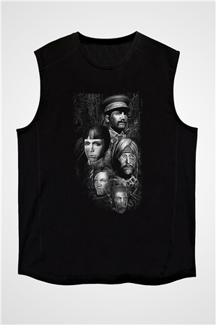 Call Of Ctulhu Baskılı Unisex Siyah Kolsuz Tişört - Tshirt