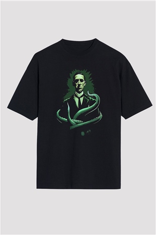 Call Of Ctulhu Baskılı Unisex Siyah Oversize Tişört - Tshirt