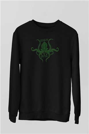 Call Of Ctulhu Baskılı Unisex Siyah Sweatshirt