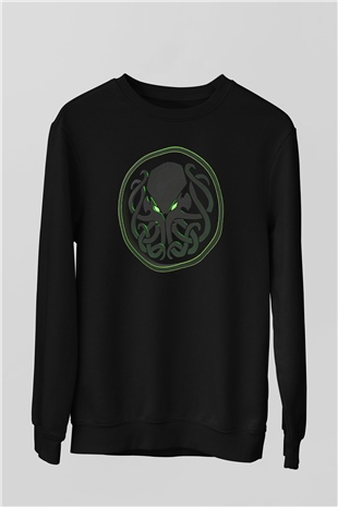 Call Of Ctulhu Baskılı Unisex Siyah Sweatshirt