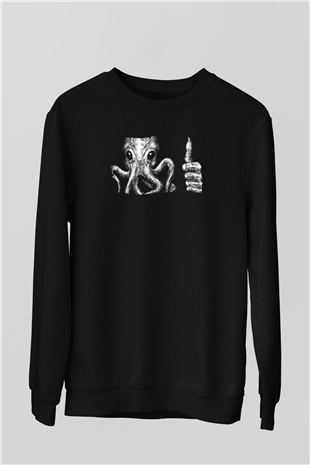 Call Of Ctulhu Baskılı Unisex Siyah Sweatshirt