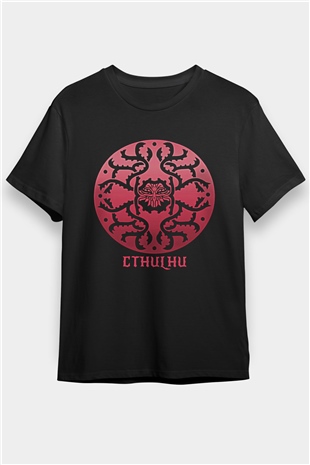 Call Of Ctulhu Baskılı Unisex Siyah Tişört - Tshirt