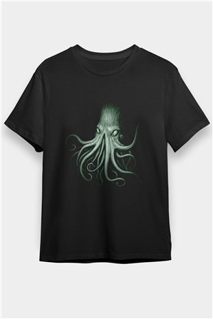 Call Of Ctulhu Baskılı Unisex Siyah Tişört - Tshirt