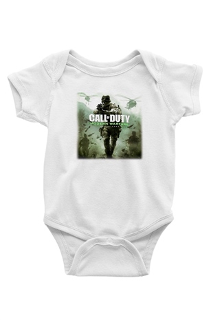 Call of Duty Baskılı Beyaz Unisex Bebek Body - Zıbın