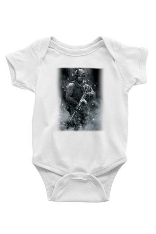 Call of Duty Baskılı Beyaz Unisex Bebek Body - Zıbın