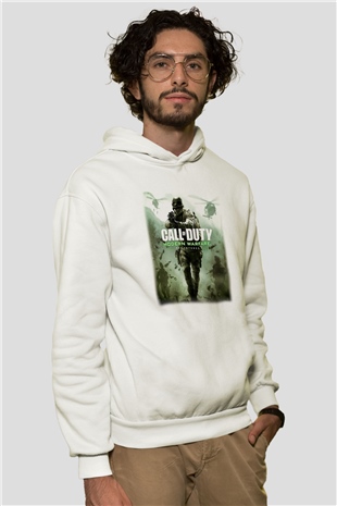 Call of Duty Beyaz Unisex Kapşonlu Sweatshirt
