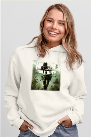 Call of Duty Beyaz Unisex Kapşonlu Sweatshirt