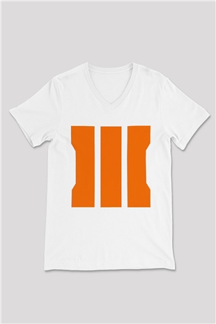 Call of Duty Beyaz Unisex V Yaka Tişört T-Shirt