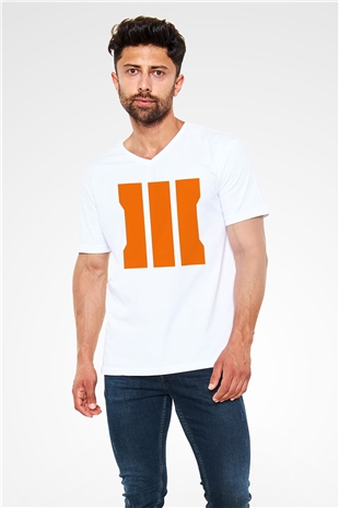 Call of Duty Beyaz Unisex V Yaka Tişört T-Shirt