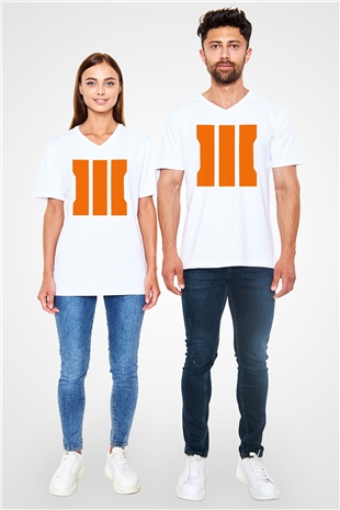 Call of Duty Beyaz Unisex V Yaka Tişört T-Shirt