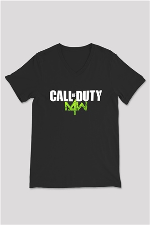 Call of Duty Siyah Unisex V Yaka Tişört T-Shirt