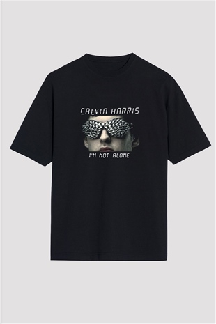 Calvin Harris Baskılı Unisex Oversize Siyah Tişört