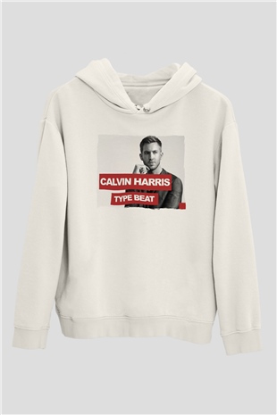 Calvin Harris Beyaz Unisex Kapüşonlu Sweatshirt