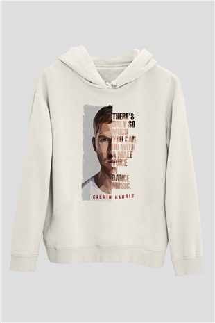 Calvin Harris Beyaz Unisex Kapüşonlu Sweatshirt