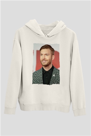 Calvin Harris Beyaz Unisex Kapüşonlu Sweatshirt