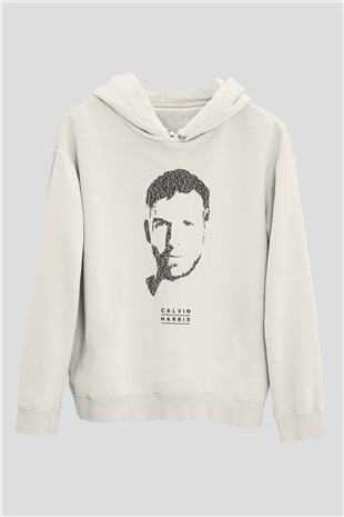 Calvin Harris Beyaz Unisex Kapüşonlu Sweatshirt