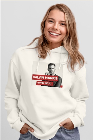 Calvin Harris Beyaz Unisex Kapüşonlu Sweatshirt