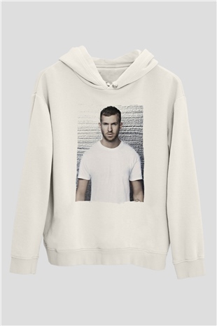 Calvin Harris Beyaz Unisex Kapüşonlu Sweatshirt