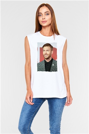 Calvin Harris Beyaz Unisex Kolsuz Tişört