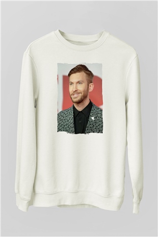 Calvin Harris Beyaz Unisex Sweatshirt