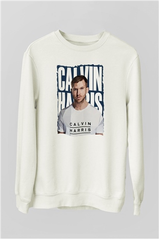 Calvin Harris Beyaz Unisex Sweatshirt