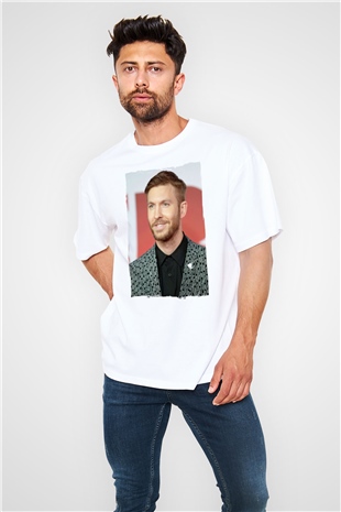 Calvin Harris Beyaz Oversize Tişört Oversize T-shirt - TişörtFabrikası