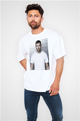 Calvin Harris Beyaz Oversize Tişört Oversize T-shirt - TişörtFabrikası