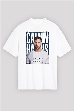 Calvin Harris Beyaz Oversize Tişört Oversize T-shirt - TişörtFabrikası